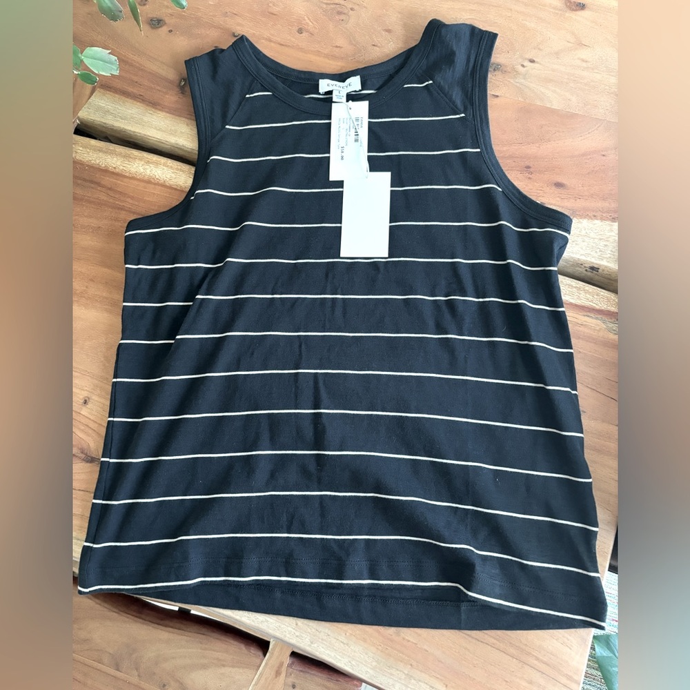 Evereve Black Striped Sleeveless Top